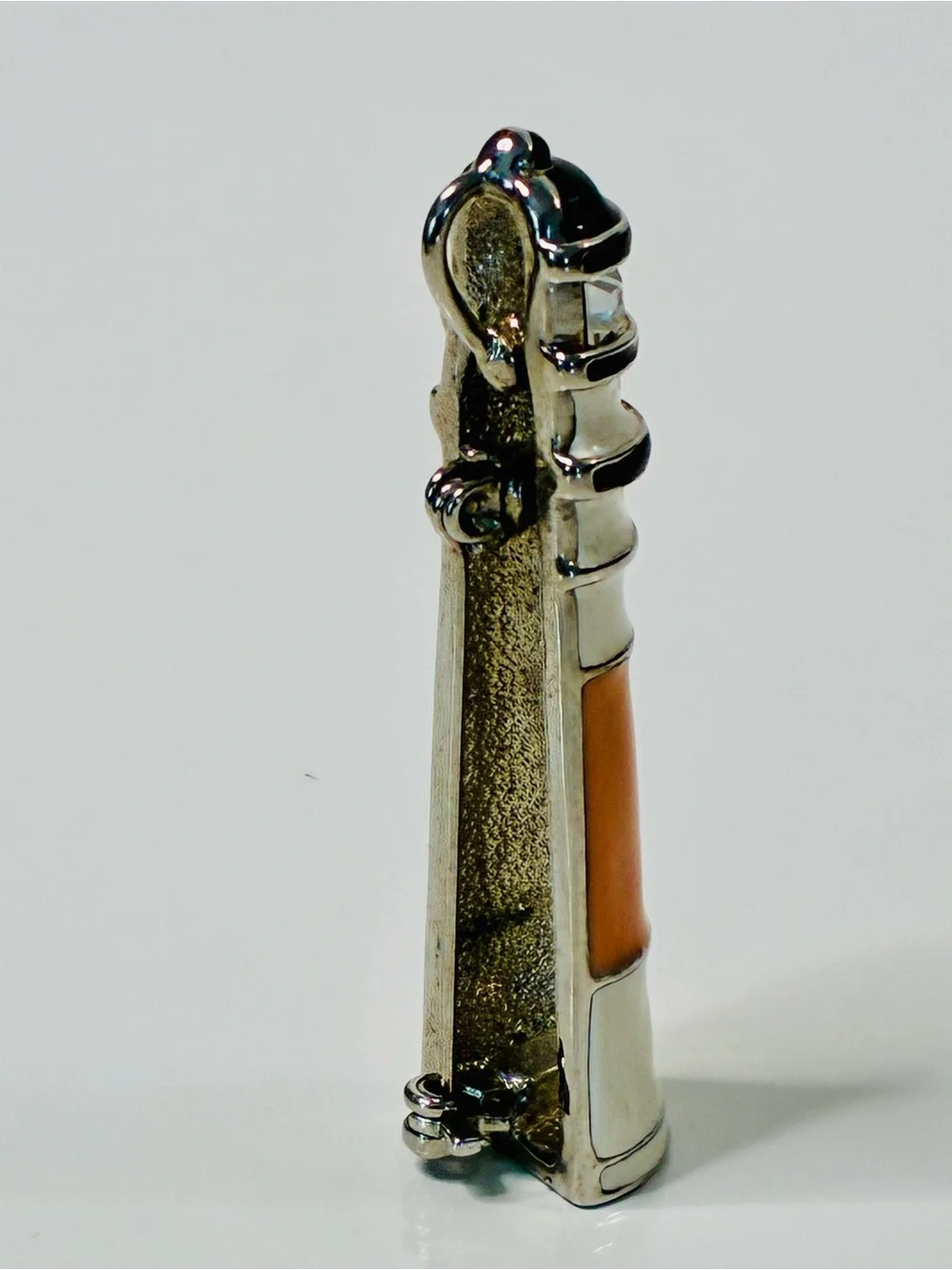 Women Jewelry Brooch - Cream & Orange Lighthouse Pin